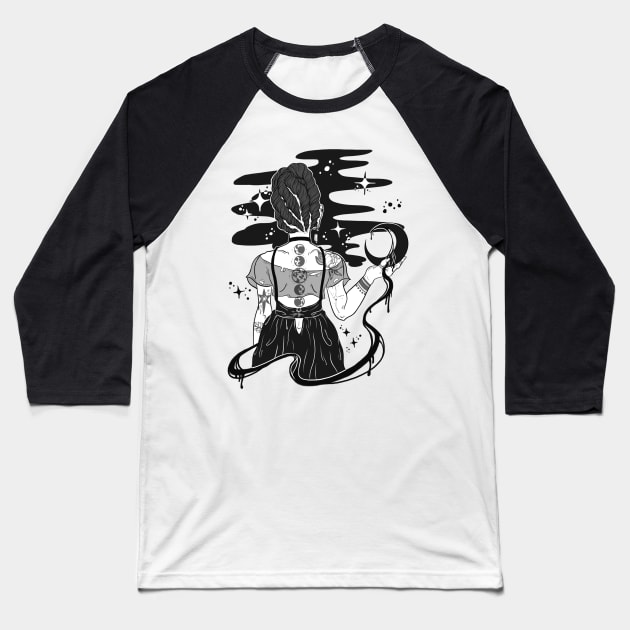 Magical Lunar Girl Baseball T-Shirt by WildSkullflowerArt